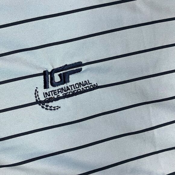 Peter Millar Polo L Blue Striped International Golf Federation Summer Comfort - Picture 2 of 9